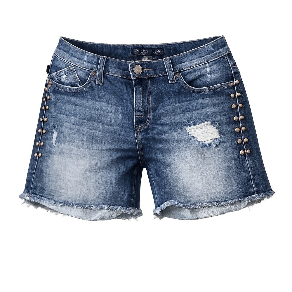 Umbershoot Studded Distressed Denim Shorts Blue Size 8 Y2K Moto Glam Steetwer